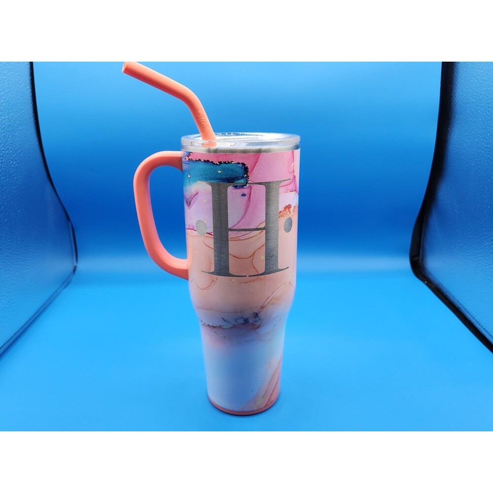 Mega Mug ~ Swig Life 40 OZ Insulated Tumbler Engraved "H" With Handle & Straw